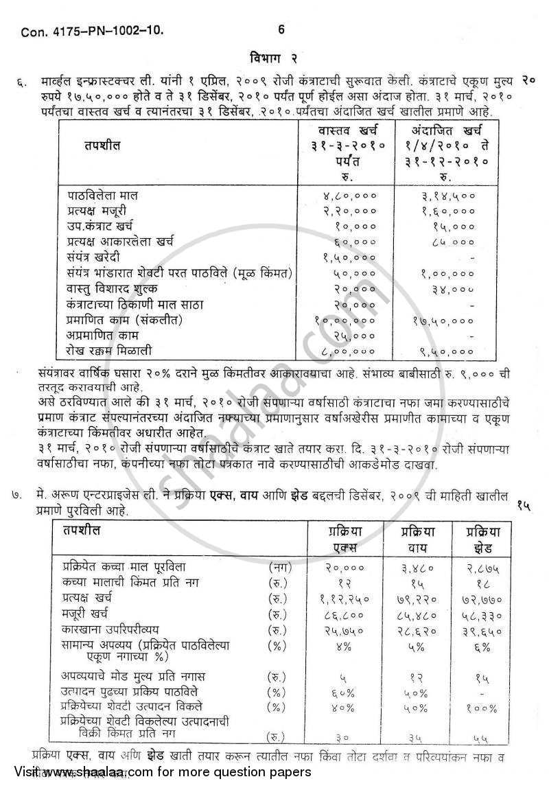 Cost Accounting Introduction and Basic Concepts (Financial Accounting and Auditing 4) 2010-2011 - B.Com. - 3rd Year (TYBcom) - University of Mumbai question paper with PDF download