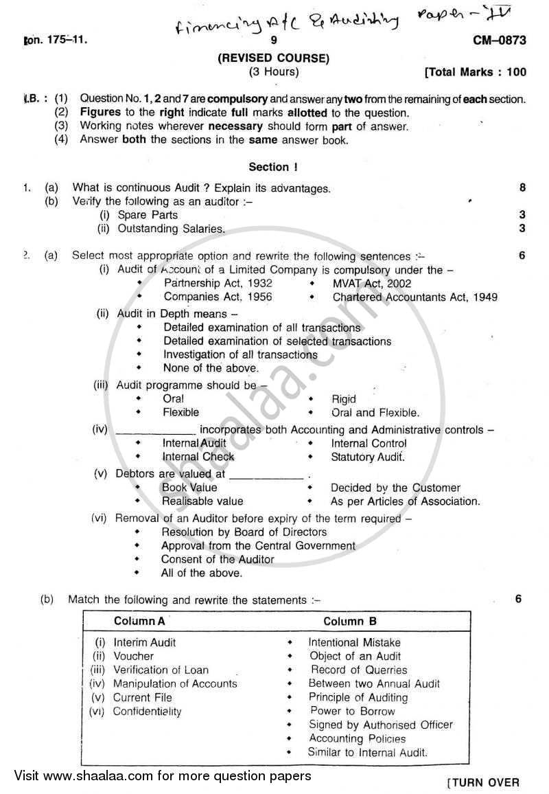 Cost Accounting Introduction and Basic Concepts (Financial Accounting and Auditing 4) 2010-2011 - B.Com. - 3rd Year (TYBcom) - University of Mumbai question paper with PDF download