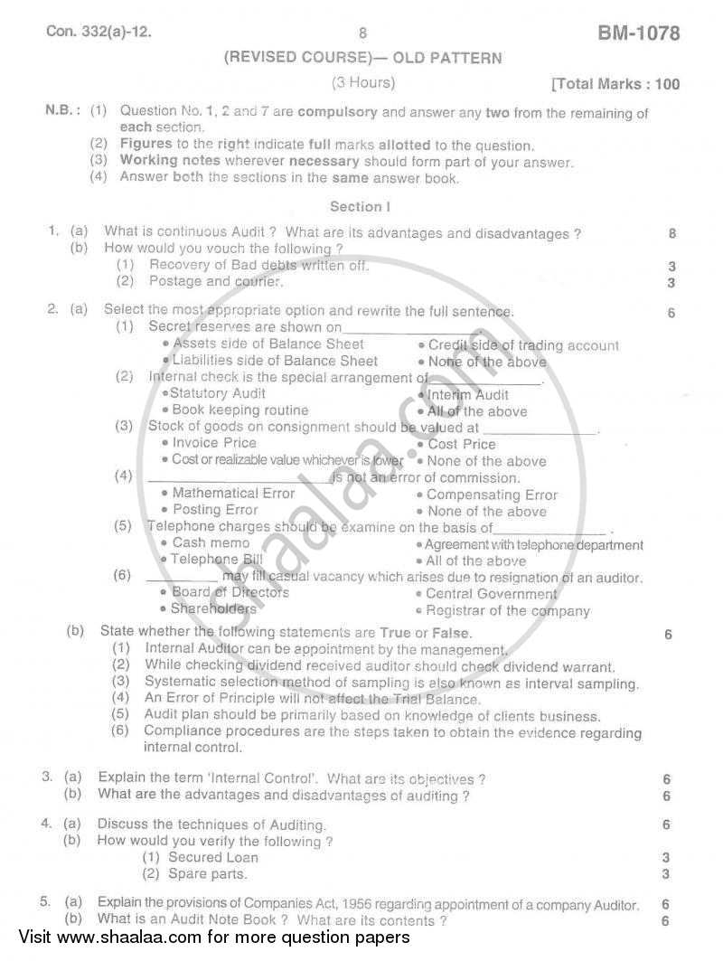 Cost Accounting Introduction and Basic Concepts (Financial Accounting and Auditing 4) 2011-2012 - B.Com. - 3rd Year (TYBcom) - University of Mumbai question paper with PDF download