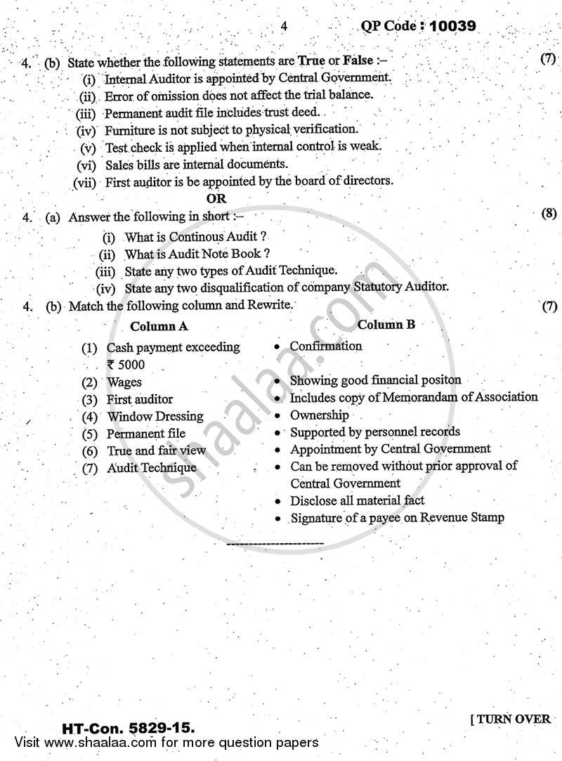 Cost Accounting Introduction and Basic Concepts (Financial Accounting and Auditing 4) 2014-2015 - B.Com. - 3rd Year (TYBcom) - University of Mumbai question paper with PDF download