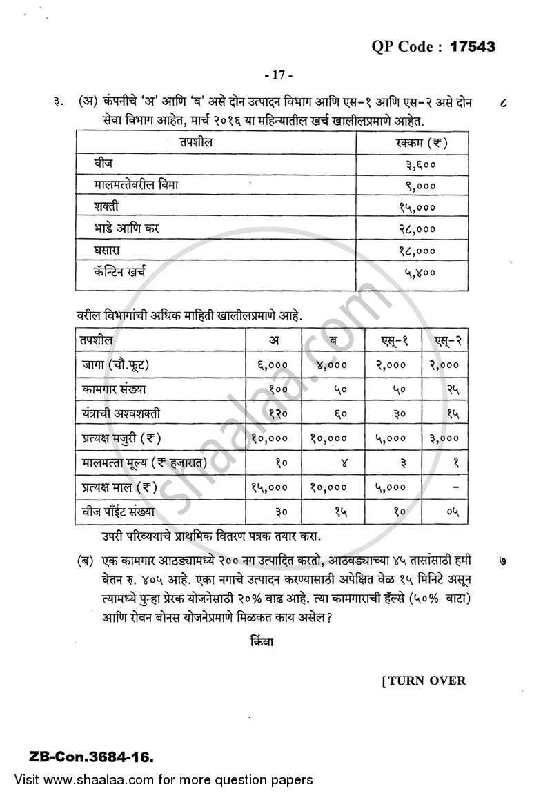 Cost Accounting Introduction and Basic Concepts (Financial Accounting and Auditing 4) 2015-2016 - B.Com. - 3rd Year (TYBcom) - University of Mumbai question paper with PDF download
