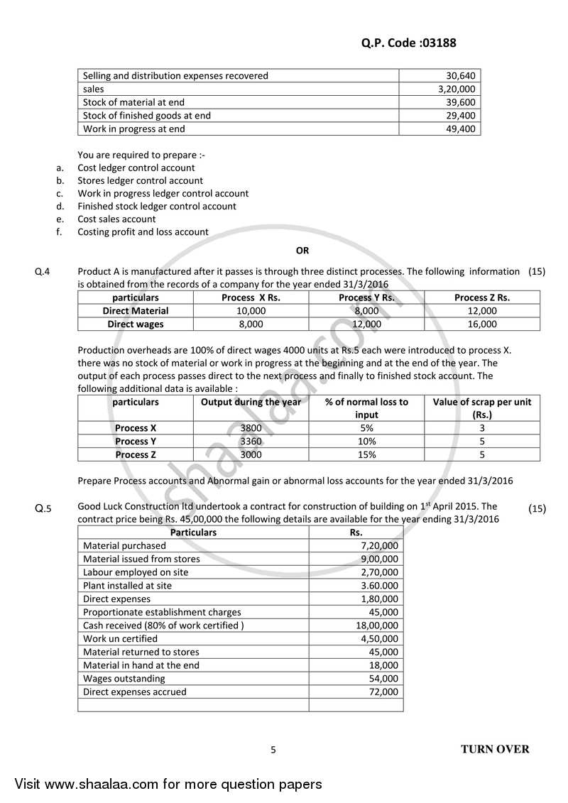 Cost Accounting Introduction and Basic Concepts (Financial Accounting and Auditing 4) 2017-2018 - B.Com. - 3rd Year (TYBcom) - University of Mumbai question paper with PDF download