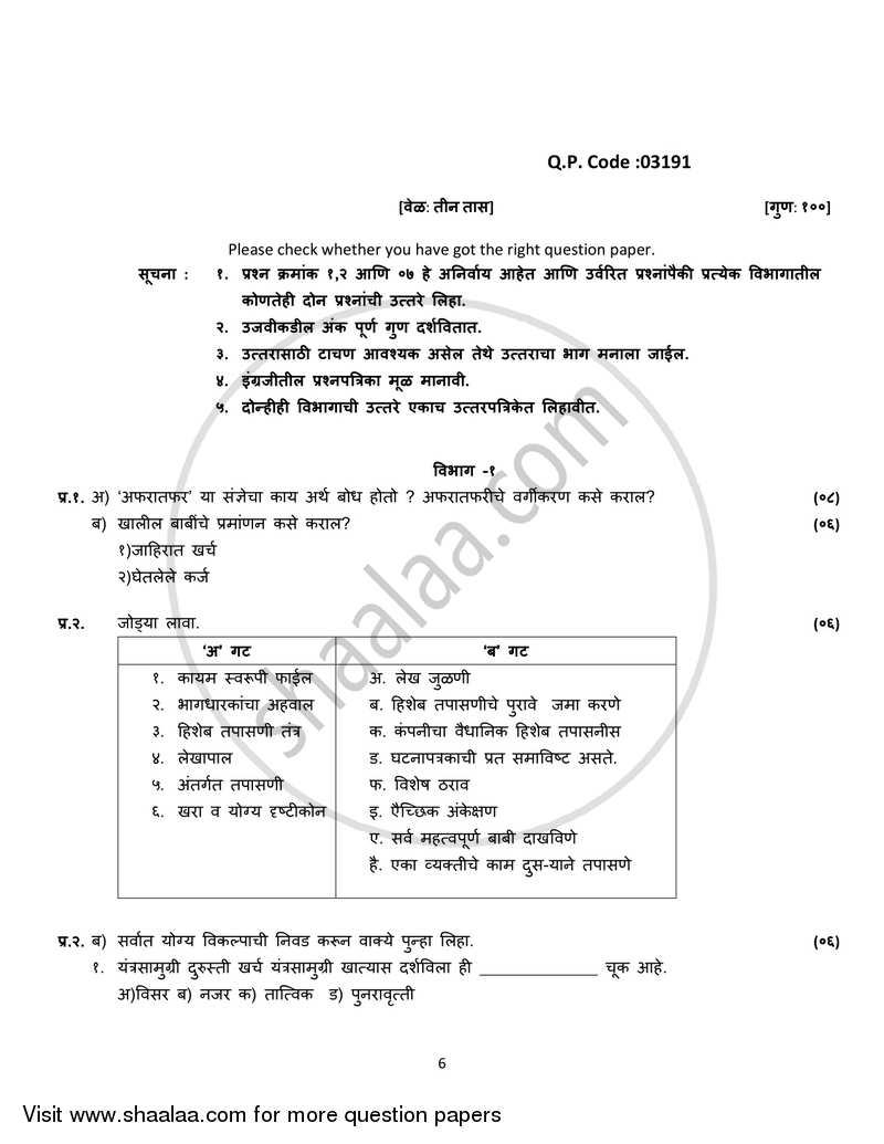 Cost Accounting Introduction and Basic Concepts (Financial Accounting and Auditing 4) 2017-2018 - B.Com. - 3rd Year (TYBcom) - University of Mumbai question paper with PDF download