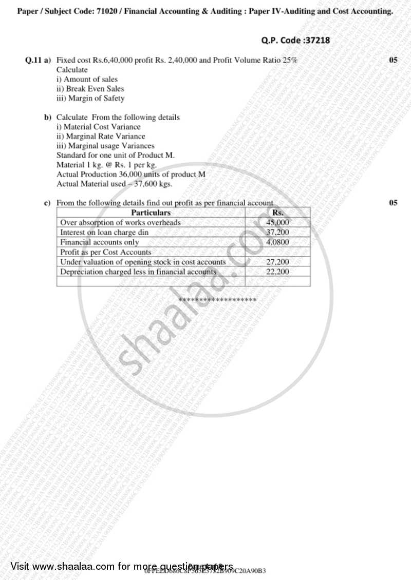 Cost Accounting Introduction and Basic Concepts (Financial Accounting and Auditing 4) 2018-2019 - B.Com. - 3rd Year (TYBcom) - University of Mumbai question paper with PDF download