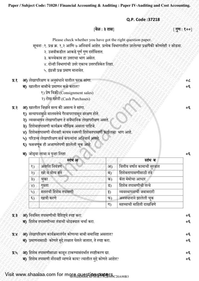 Cost Accounting Introduction and Basic Concepts (Financial Accounting and Auditing 4) 2018-2019 - B.Com. - 3rd Year (TYBcom) - University of Mumbai question paper with PDF download