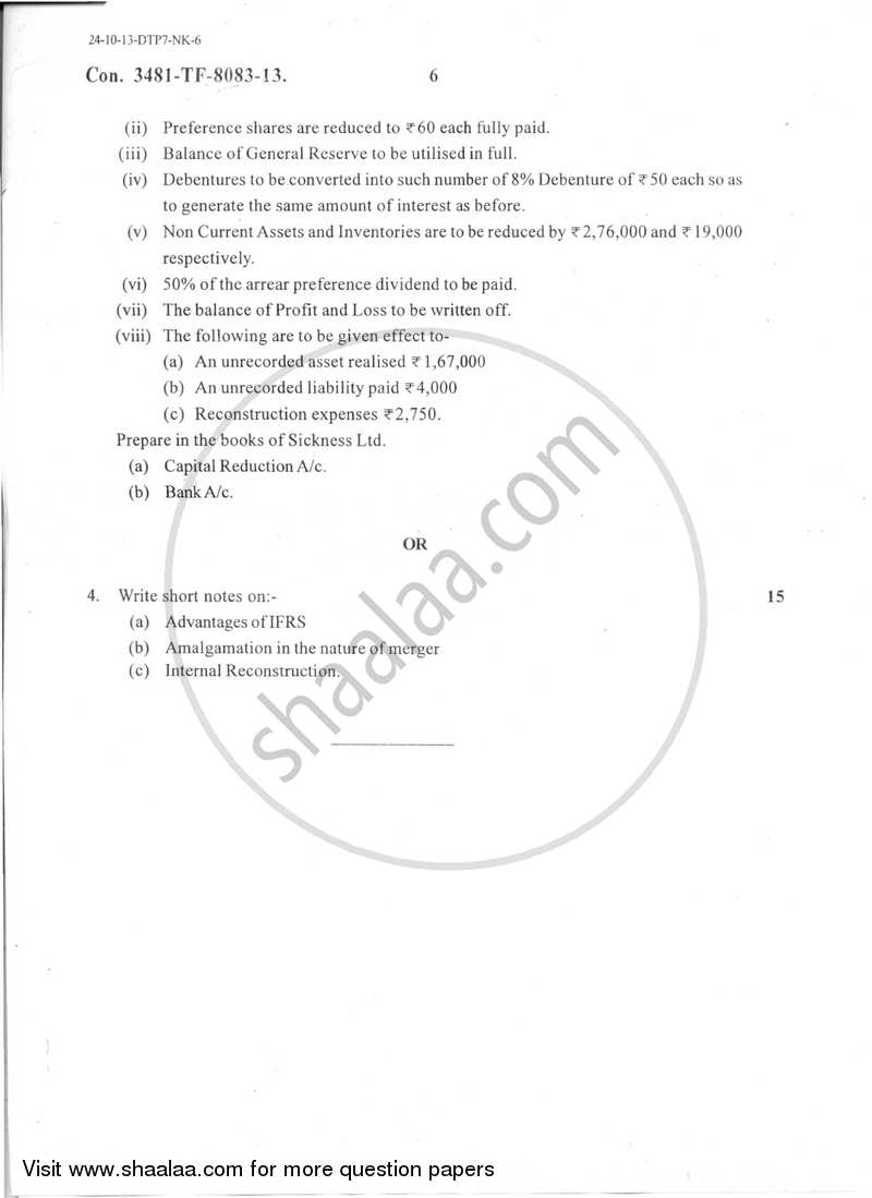 Cost Accounting Introduction and Basic Concepts (Financial Accounting and Auditing 6) 2013-2014 - B.Com. - Semester 5 (TYBAF) - University of Mumbai question paper with PDF download