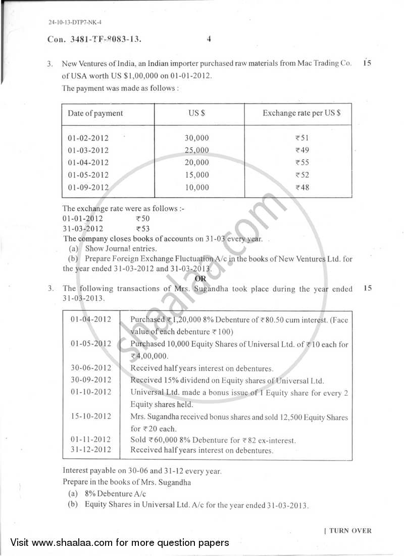 Cost Accounting Introduction and Basic Concepts (Financial Accounting and Auditing 6) 2013-2014 - B.Com. - Semester 5 (TYBAF) - University of Mumbai question paper with PDF download