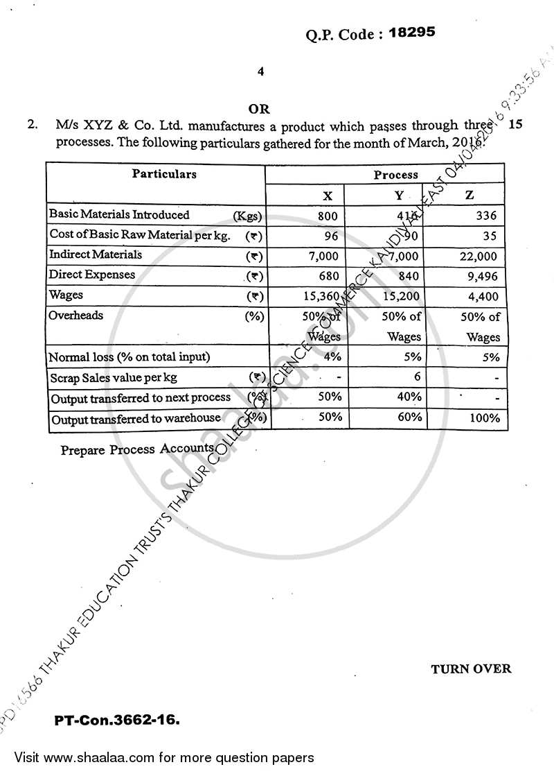 Cost Accounting Introduction and Basic Concepts (Financial Accounting and Auditing 9) 2015-2016 - B.Com. - Semester 6 (TYBcom) - University of Mumbai question paper with PDF download