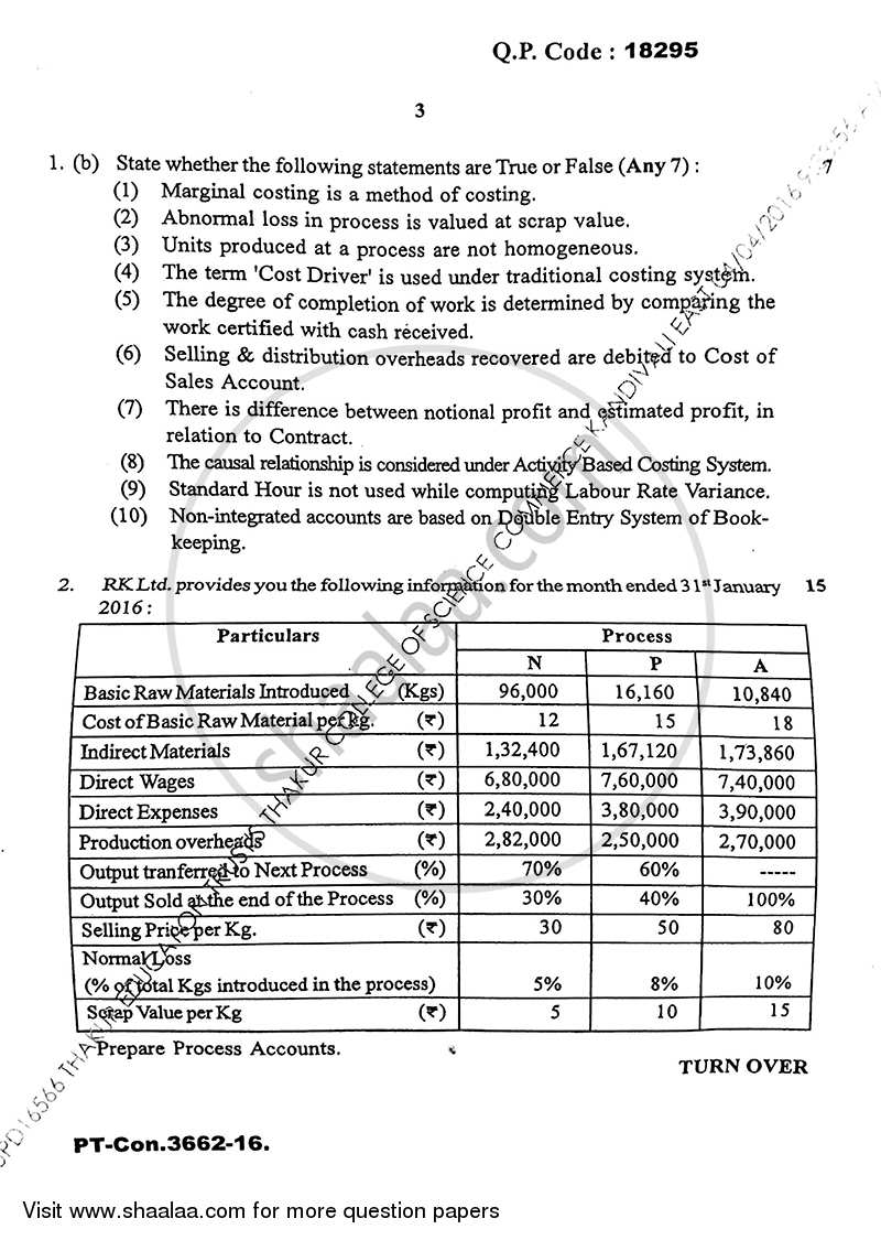 Cost Accounting Introduction and Basic Concepts (Financial Accounting and Auditing 9) 2015-2016 - B.Com. - Semester 6 (TYBcom) - University of Mumbai question paper with PDF download