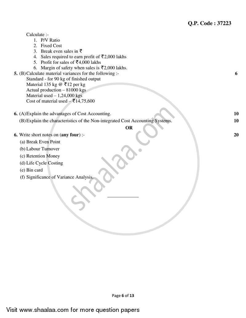 Cost Accounting Introduction and Basic Concepts (Financial Accounting and Auditing 9) 2017-2018 - B.Com. - Semester 6 (TYBcom) - University of Mumbai question paper with PDF download