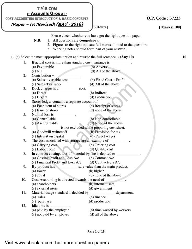 Cost Accounting Introduction and Basic Concepts (Financial Accounting and Auditing 9) 2017-2018 - B.Com. - Semester 6 (TYBcom) - University of Mumbai question paper with PDF download