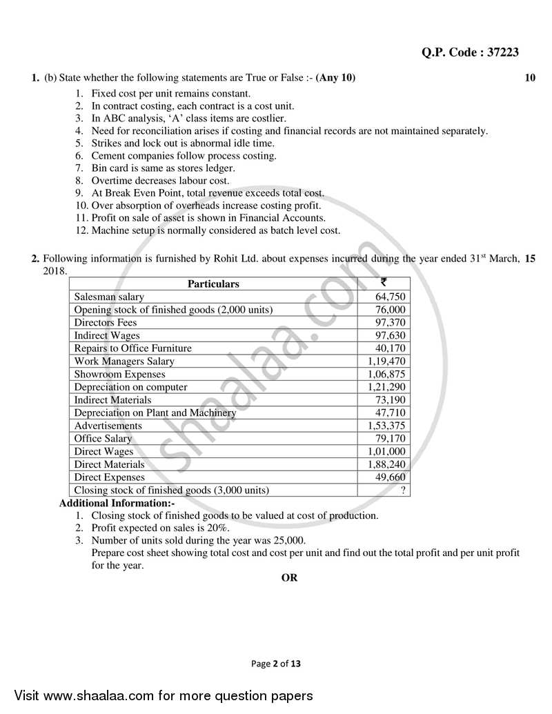 Cost Accounting Introduction and Basic Concepts (Financial Accounting and Auditing 9) 2017-2018 - B.Com. - Semester 6 (TYBcom) - University of Mumbai question paper with PDF download
