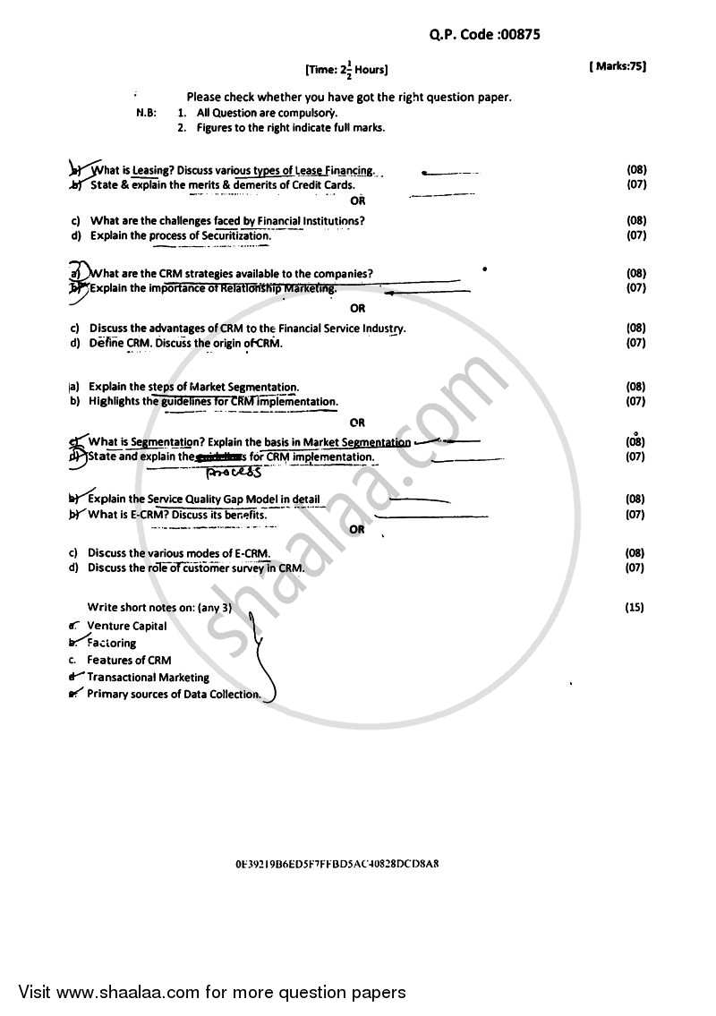 Customer Relationship Management in Financial Services 2016-2017 - B.Com. - Semester 6 (TYBFM) - University of Mumbai question paper with PDF download