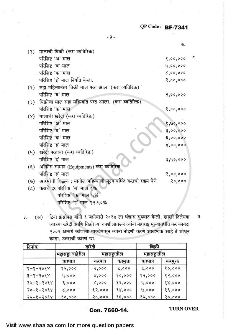 Direct and Indirect Taxation (Applied Component Group) 2013-2014 - B.Com. - Semester 6 (TYBcom) - University of Mumbai question paper with PDF download