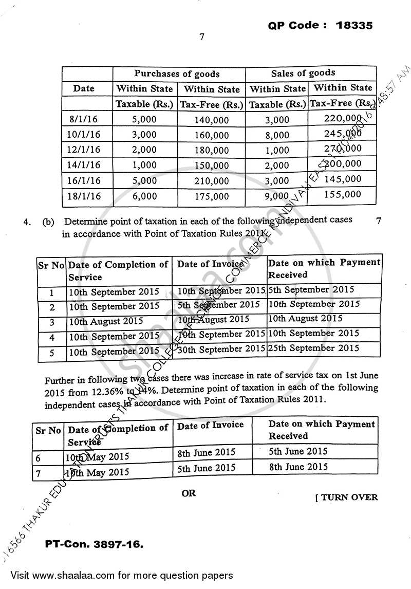Direct and Indirect Taxation (Applied Component Group) 2015-2016 - B.Com. - Semester 6 (TYBcom) - University of Mumbai question paper with PDF download
