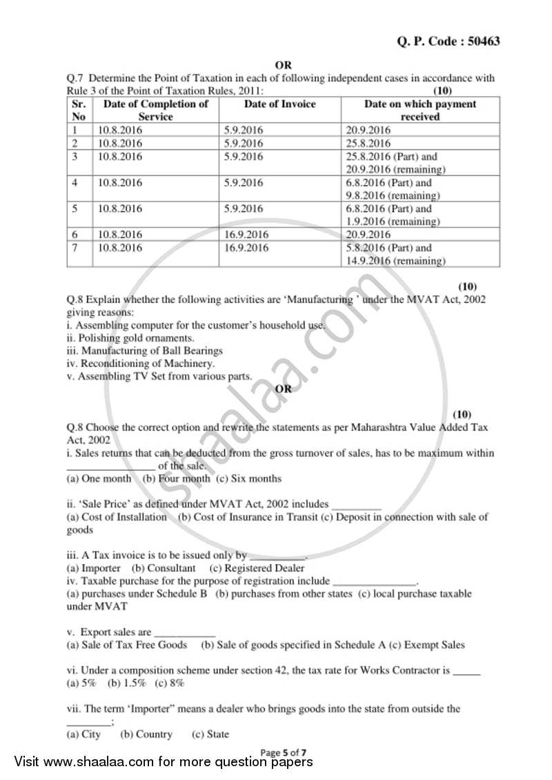 Direct and Indirect Taxation 2017-2018 - B.Com. - 3rd Year (TYBcom) - University of Mumbai question paper with PDF download