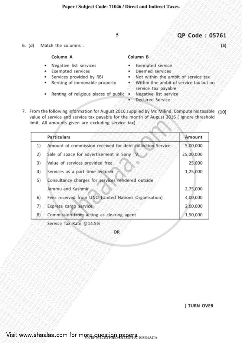 Direct and Indirect Taxation 2018-2019 - B.Com. - 3rd Year (TYBcom) - University of Mumbai question paper with PDF download