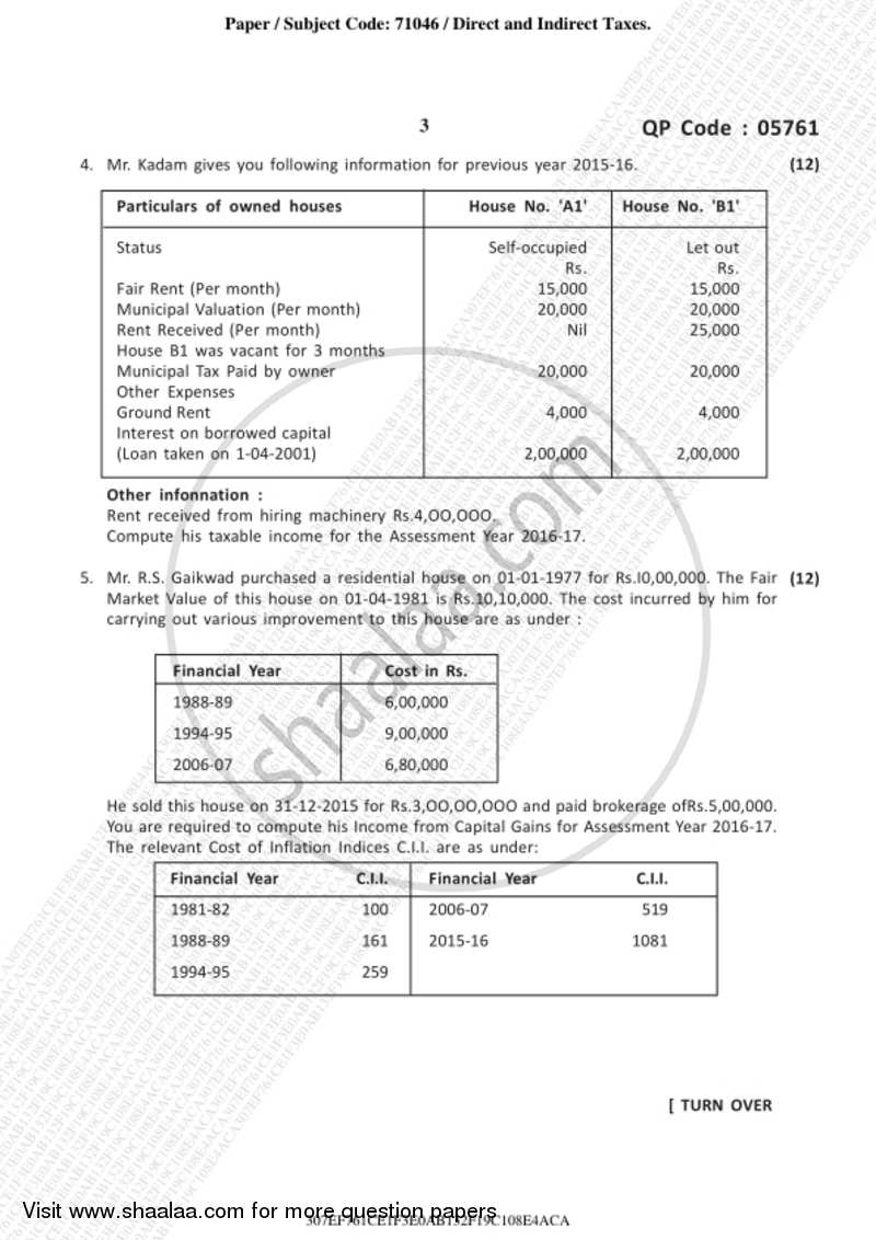 Direct and Indirect Taxation 2018-2019 - B.Com. - 3rd Year (TYBcom) - University of Mumbai question paper with PDF download