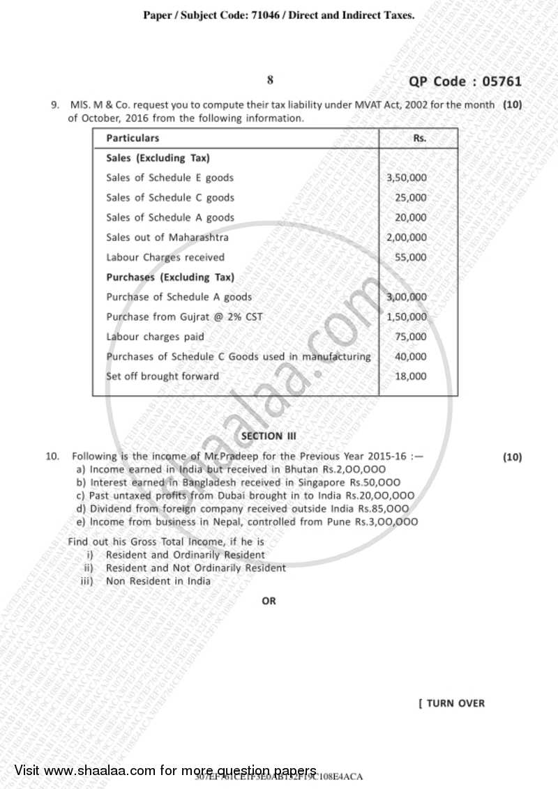 Direct and Indirect Taxation 2018-2019 - B.Com. - 3rd Year (TYBcom) - University of Mumbai question paper with PDF download