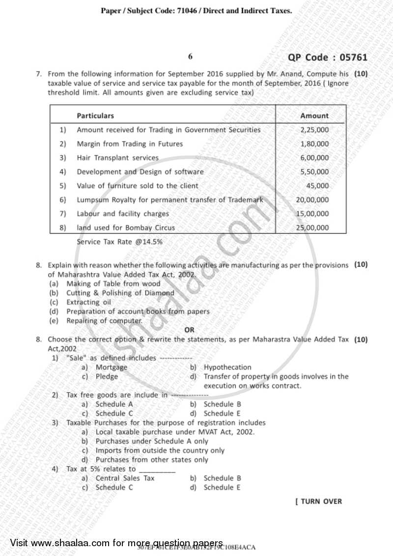 Direct and Indirect Taxation 2018-2019 - B.Com. - 3rd Year (TYBcom) - University of Mumbai question paper with PDF download