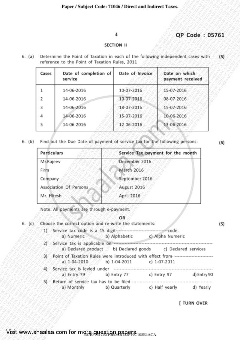 Direct and Indirect Taxation 2018-2019 - B.Com. - 3rd Year (TYBcom) - University of Mumbai question paper with PDF download
