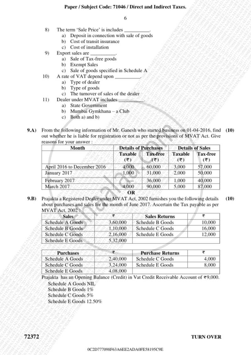 Direct and Indirect Taxation 2018-2019 - B.Com. - 3rd Year (TYBcom) - University of Mumbai question paper with PDF download
