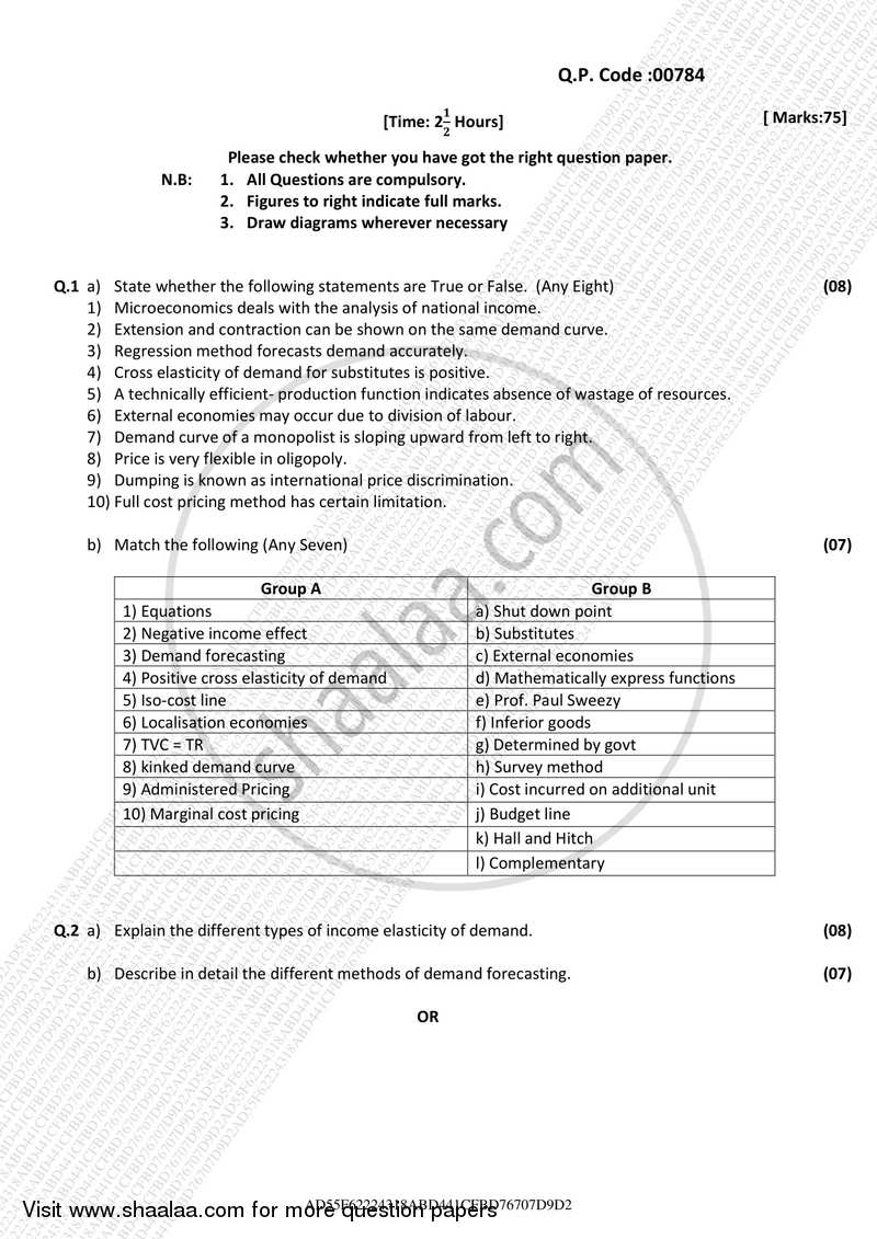 Economics 1 (Micro) 2017-2018 - B.Com. - Semester 1 (FYBBI) - University of Mumbai question paper with PDF download