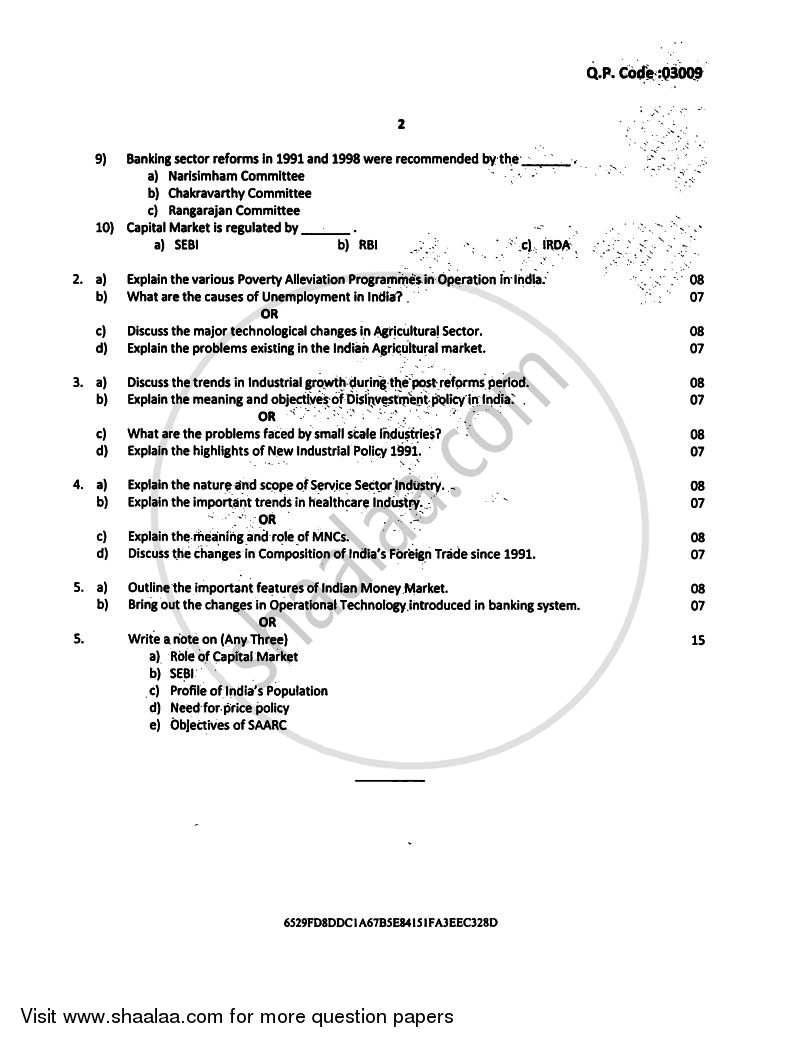 Economics 3 (Indian Economy) 2016-2017 - B.Com. - Semester 6 (TYBAF) - University of Mumbai question paper with PDF download