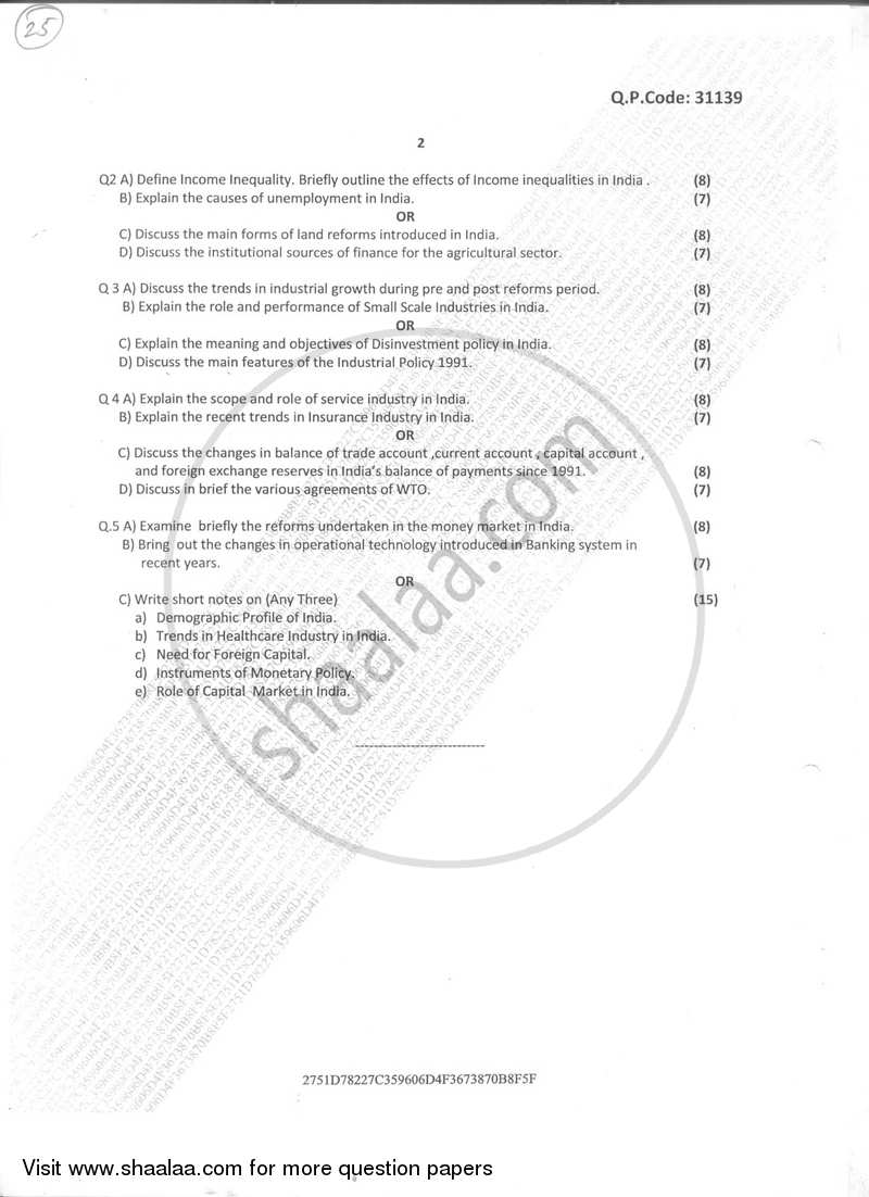 Economics 3 (Indian Economy) 2017-2018 - B.Com. - Semester 6 (TYBAF) - University of Mumbai question paper with PDF download