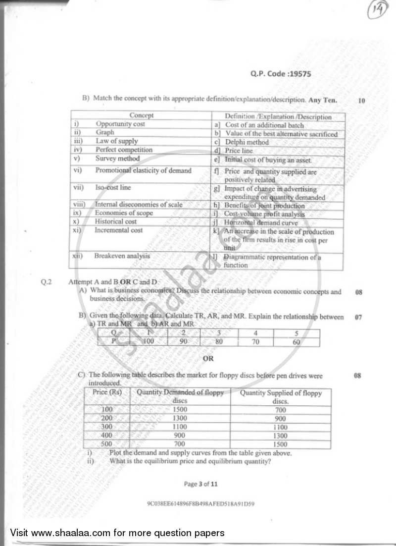 Economics-Micro Economics 1 2017-2018 - B.Com. - Semester 1 (FYBAF) - University of Mumbai question paper with PDF download