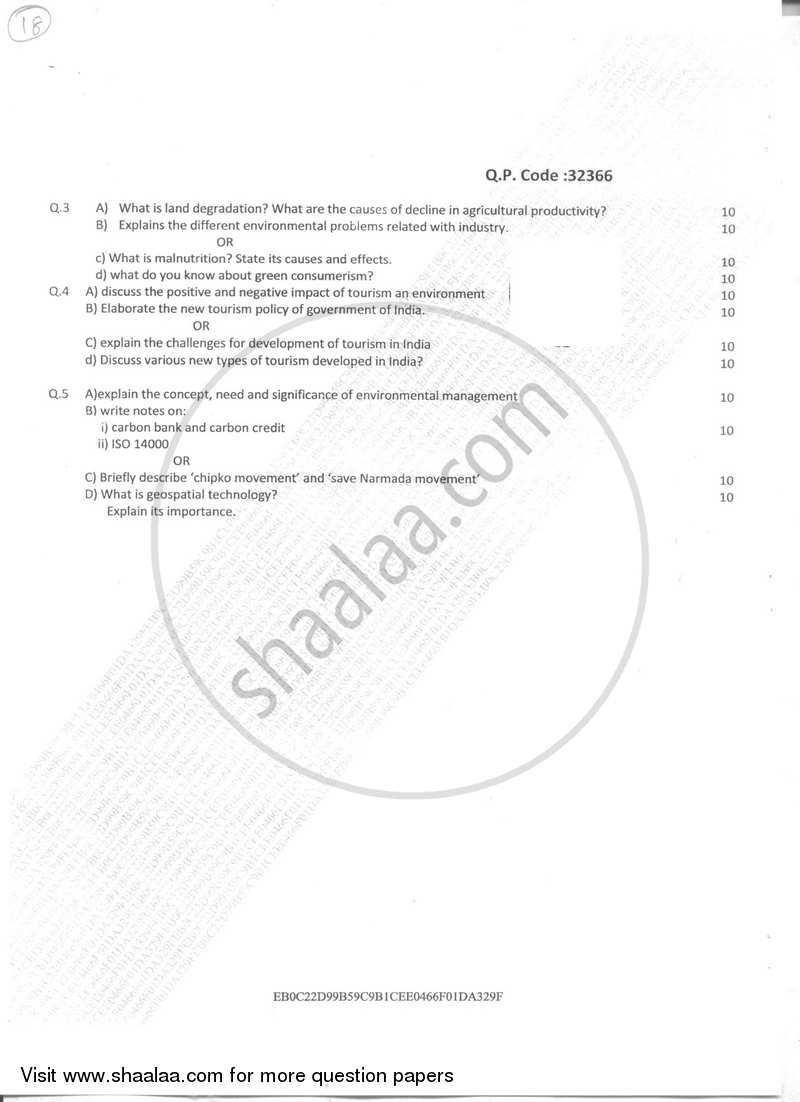 Environmental Studies 2 2017-2018 - B.Com. - Semester 2 (FYBcom) - University of Mumbai question paper with PDF download