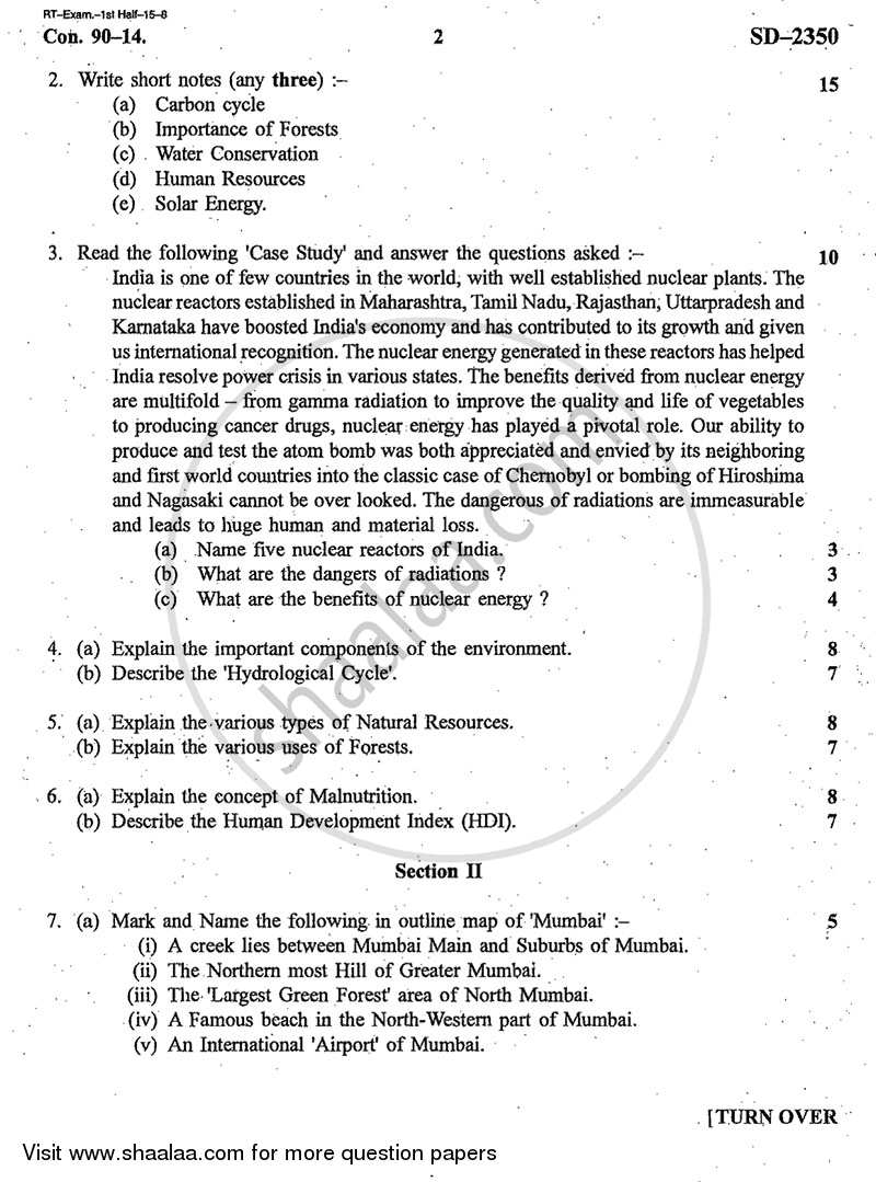 Environmental Studies 2014-2015 - B.Com. - 1st Year (FYBcom) - University of Mumbai question paper with PDF download