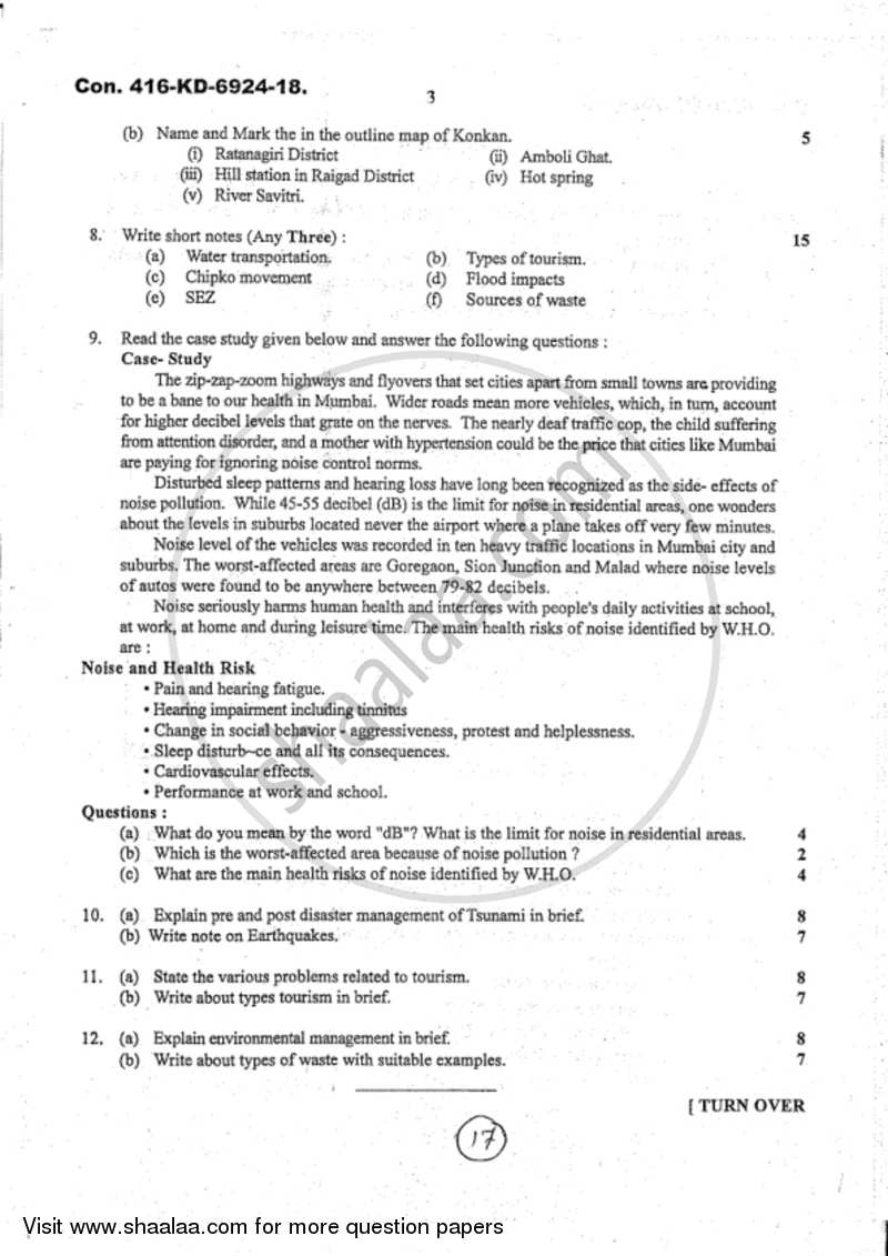 Environmental Studies 2018-2019 - B.Com. - 1st Year (FYBcom) - University of Mumbai question paper with PDF download