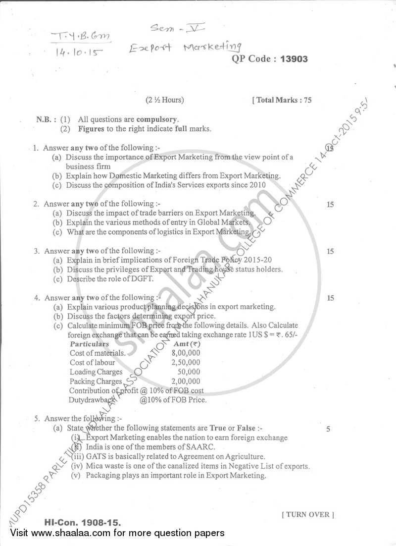 marketing research tybcom sem 5 question paper