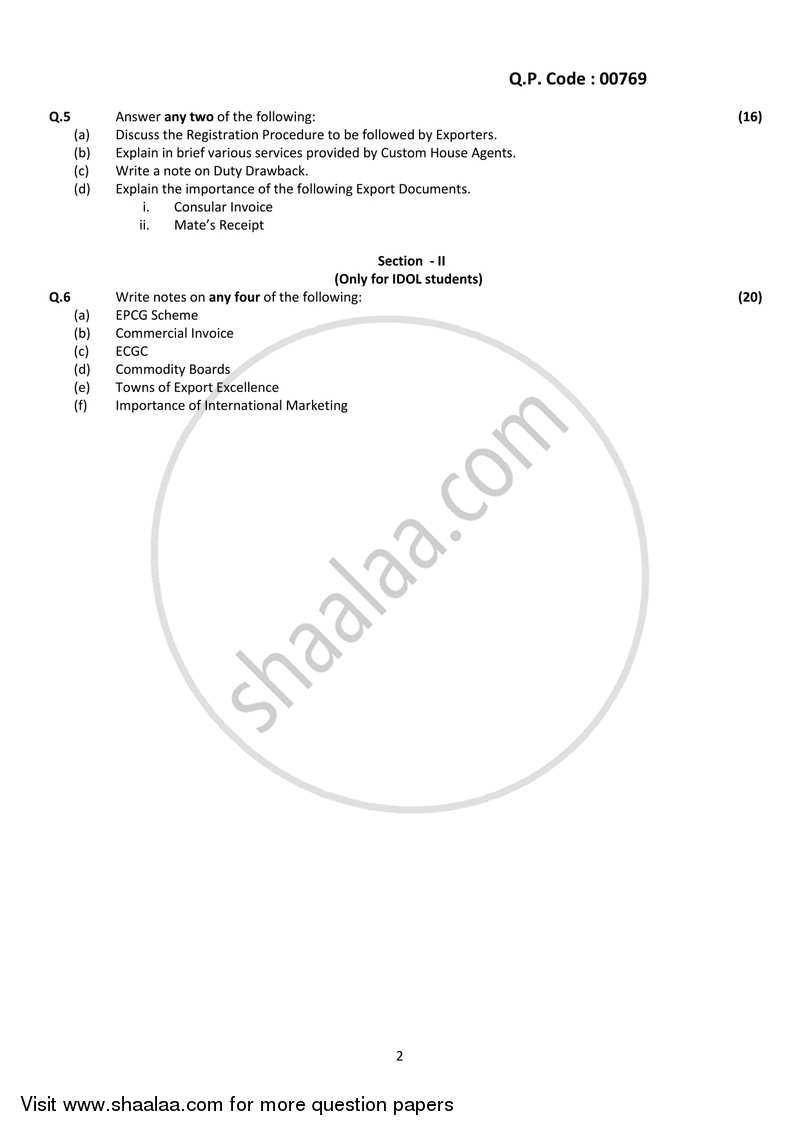 Export Marketing 2017-2018 - B.Com. - 3rd Year (TYBcom) - University of Mumbai question paper with PDF download