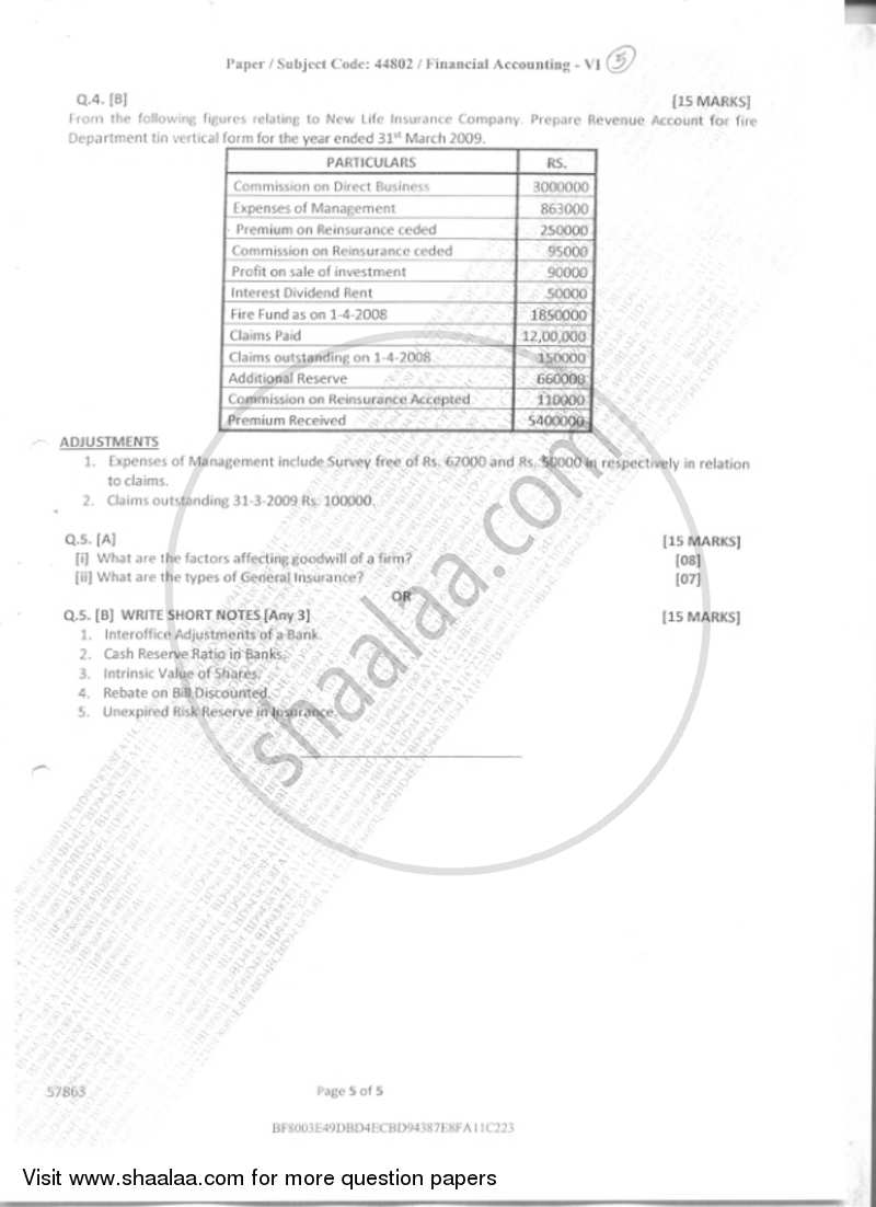 Financial Accounting 6 2018-2019 - B.Com. - Semester 5 (TYBAF) - University of Mumbai question paper with PDF download