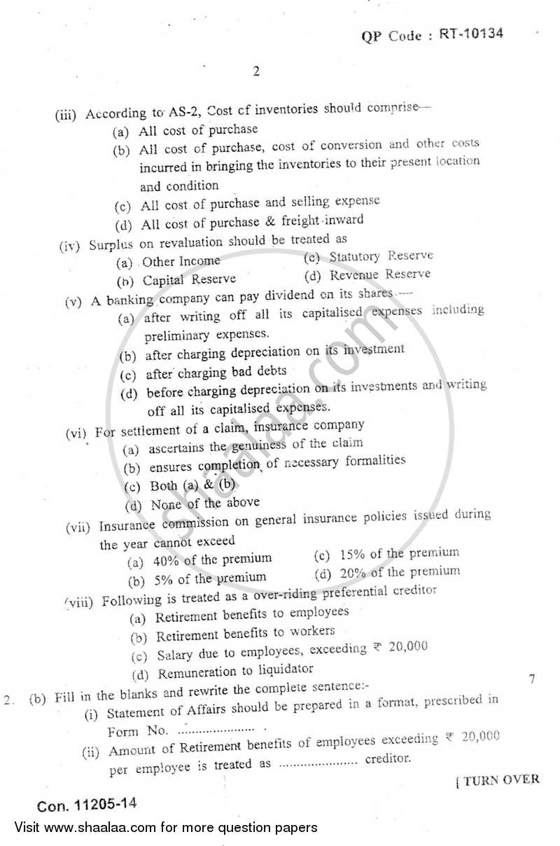 Financial Accounting 7 2013-2014 - B.Com. - Semester 6 (TYBAF) - University of Mumbai question paper with PDF download