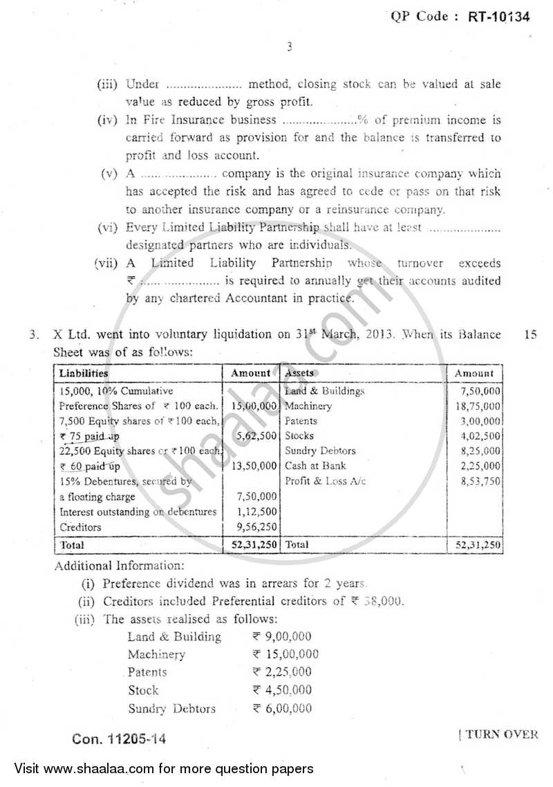 Financial Accounting 7 2013-2014 - B.Com. - Semester 6 (TYBAF) - University of Mumbai question paper with PDF download