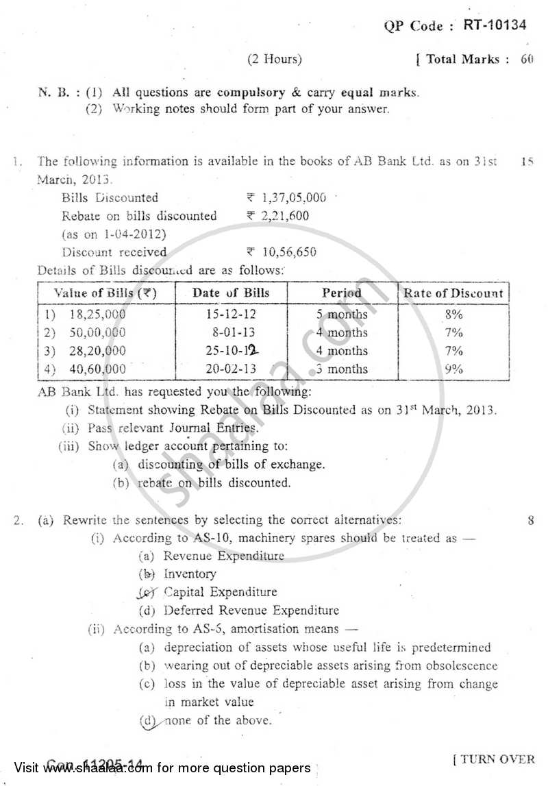Financial Accounting 7 2013-2014 - B.Com. - Semester 6 (TYBAF) - University of Mumbai question paper with PDF download