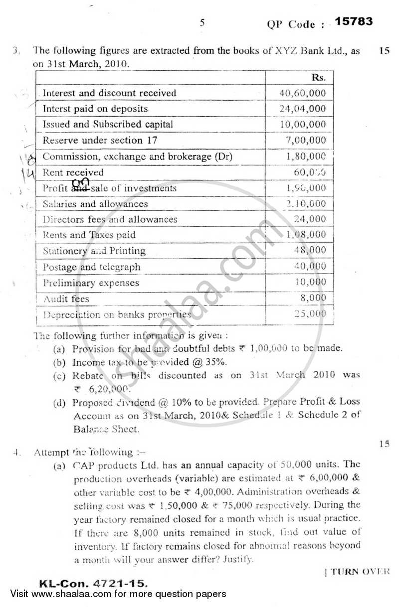 Financial Accounting 7 2014-2015 - B.Com. - Semester 6 (TYBAF) - University of Mumbai question paper with PDF download