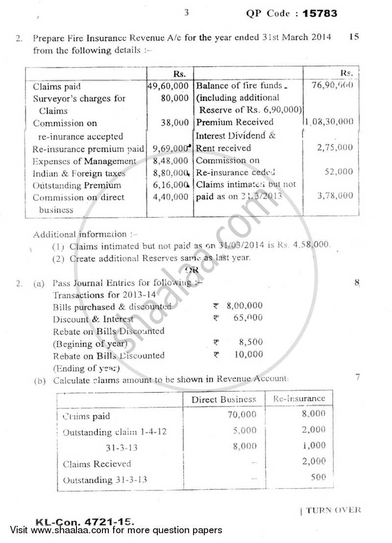 Financial Accounting 7 2014-2015 - B.Com. - Semester 6 (TYBAF) - University of Mumbai question paper with PDF download