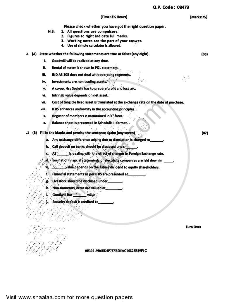 Financial Accounting 7 2016-2017 - B.Com. - Semester 6 (TYBAF) - University of Mumbai question paper with PDF download