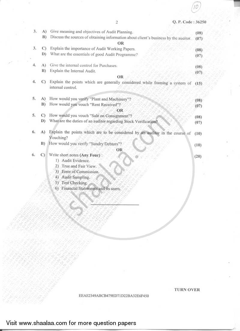 Financial Accounting And Auditing - Auditing 2017-2018 - B.Com. - Semester 4 (SYBcom) - University of Mumbai question paper with PDF download