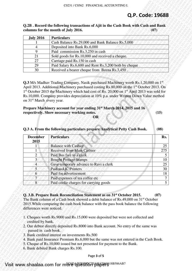 Financial Accounting 2017-2018 - B.Com. - Semester 1 (FYBFM) - University of Mumbai question paper with PDF download