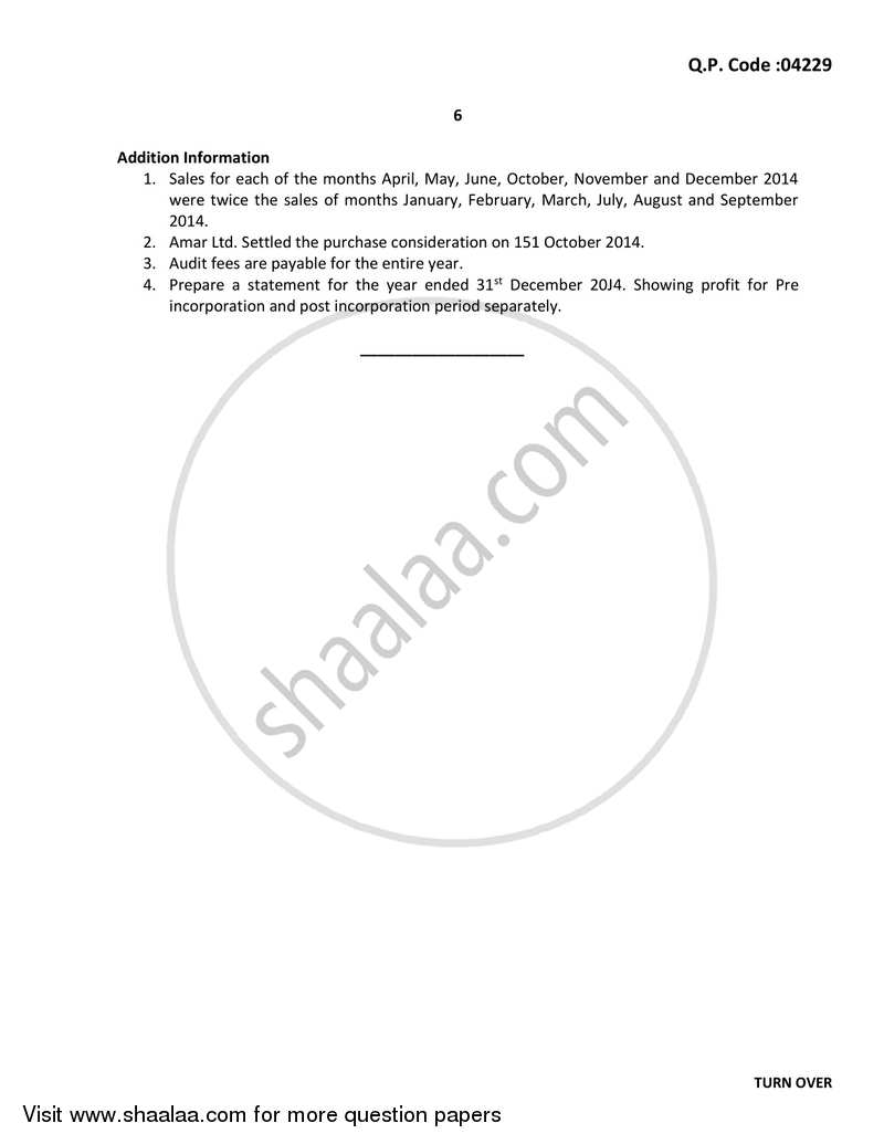 Financial Accounting (Financial Accounting and Auditing 3) 2016-2017 - B.Com. - 3rd Year (TYBcom) - University of Mumbai question paper with PDF download