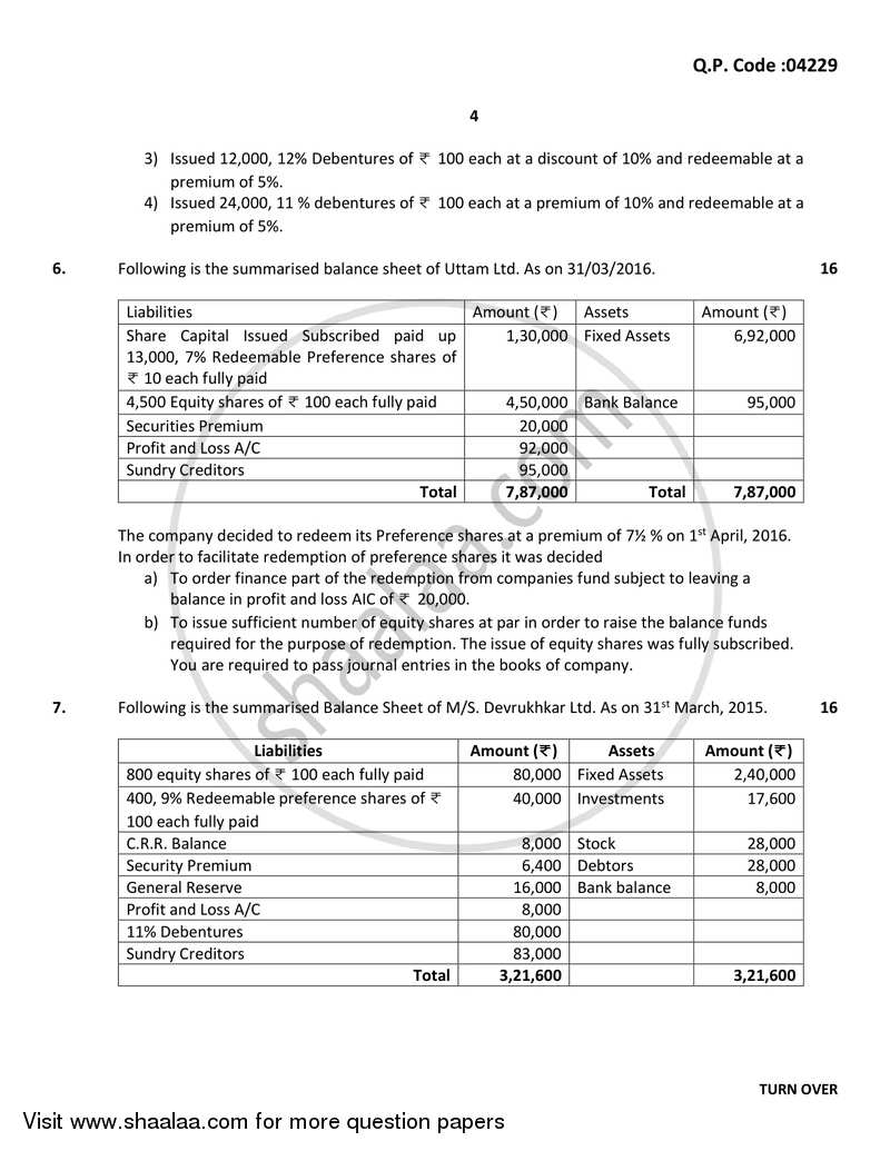Financial Accounting (Financial Accounting and Auditing 3) 2016-2017 - B.Com. - 3rd Year (TYBcom) - University of Mumbai question paper with PDF download