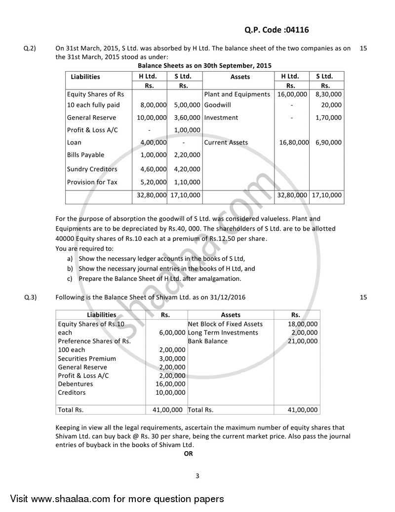 Financial Accounting (Financial Accounting and Auditing 3) 2017-2018 - B.Com. - 3rd Year (TYBcom) - University of Mumbai question paper with PDF download