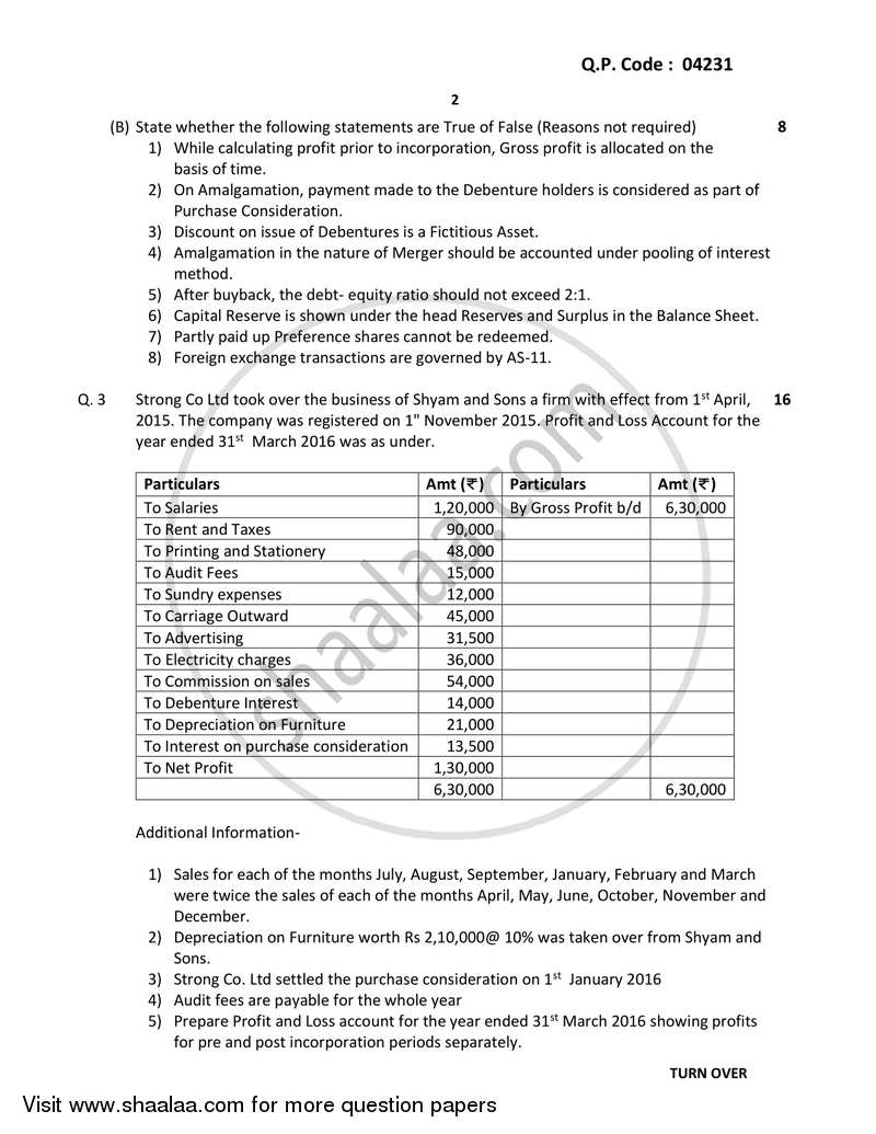 Financial Accounting (Financial Accounting and Auditing 3) 2017-2018 - B.Com. - 3rd Year (TYBcom) - University of Mumbai question paper with PDF download