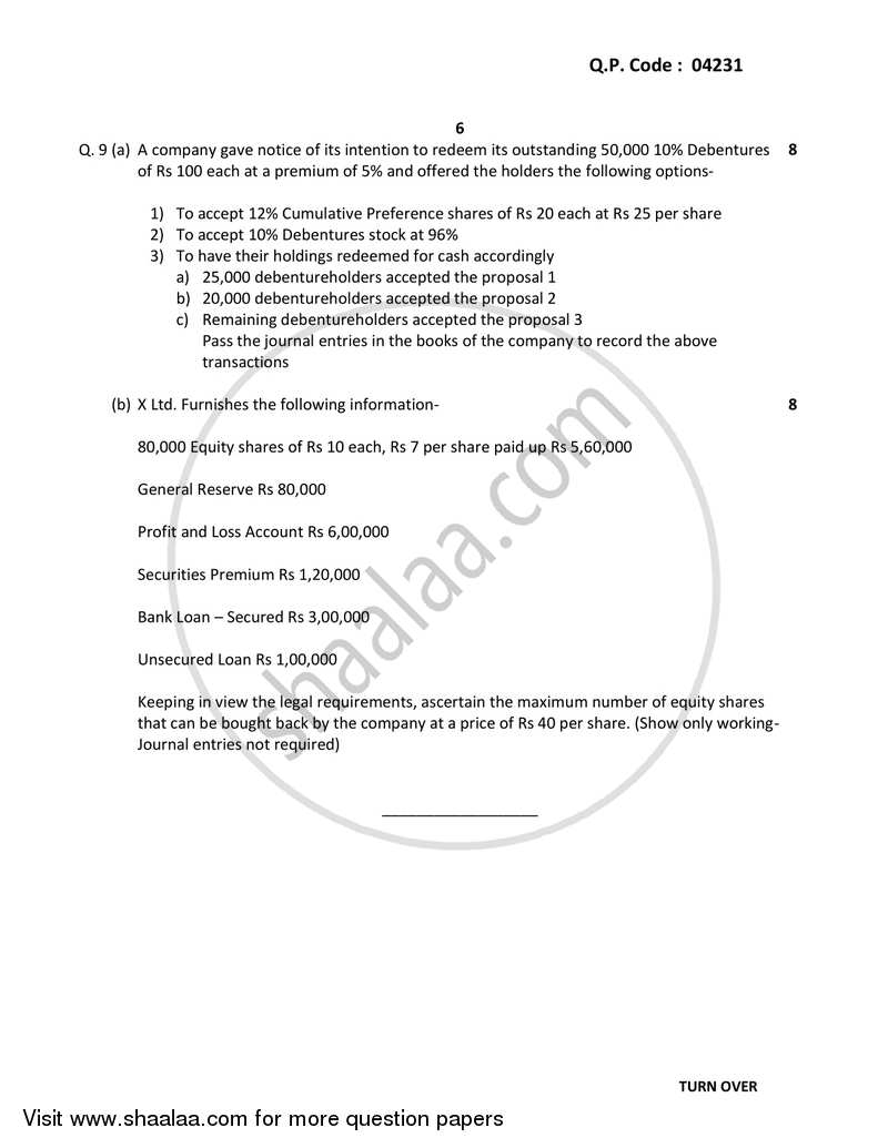 Financial Accounting (Financial Accounting and Auditing 3) 2017-2018 - B.Com. - 3rd Year (TYBcom) - University of Mumbai question paper with PDF download