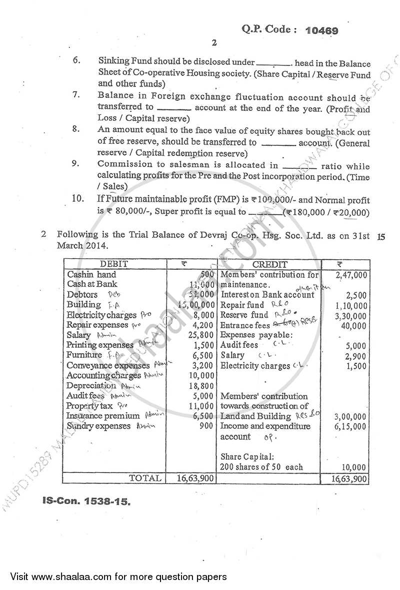 Financial Accounting (Financial Accounting and Auditing 8) 2014-2015 - B.Com. - Semester 6 (TYBcom) - University of Mumbai question paper with PDF download